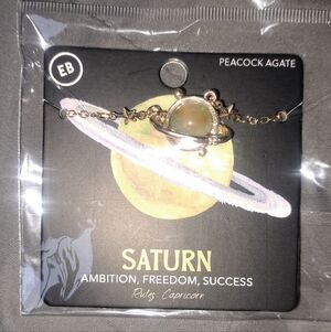 Earthbound Trading: Peacock Agate Saturn Necklace-18"